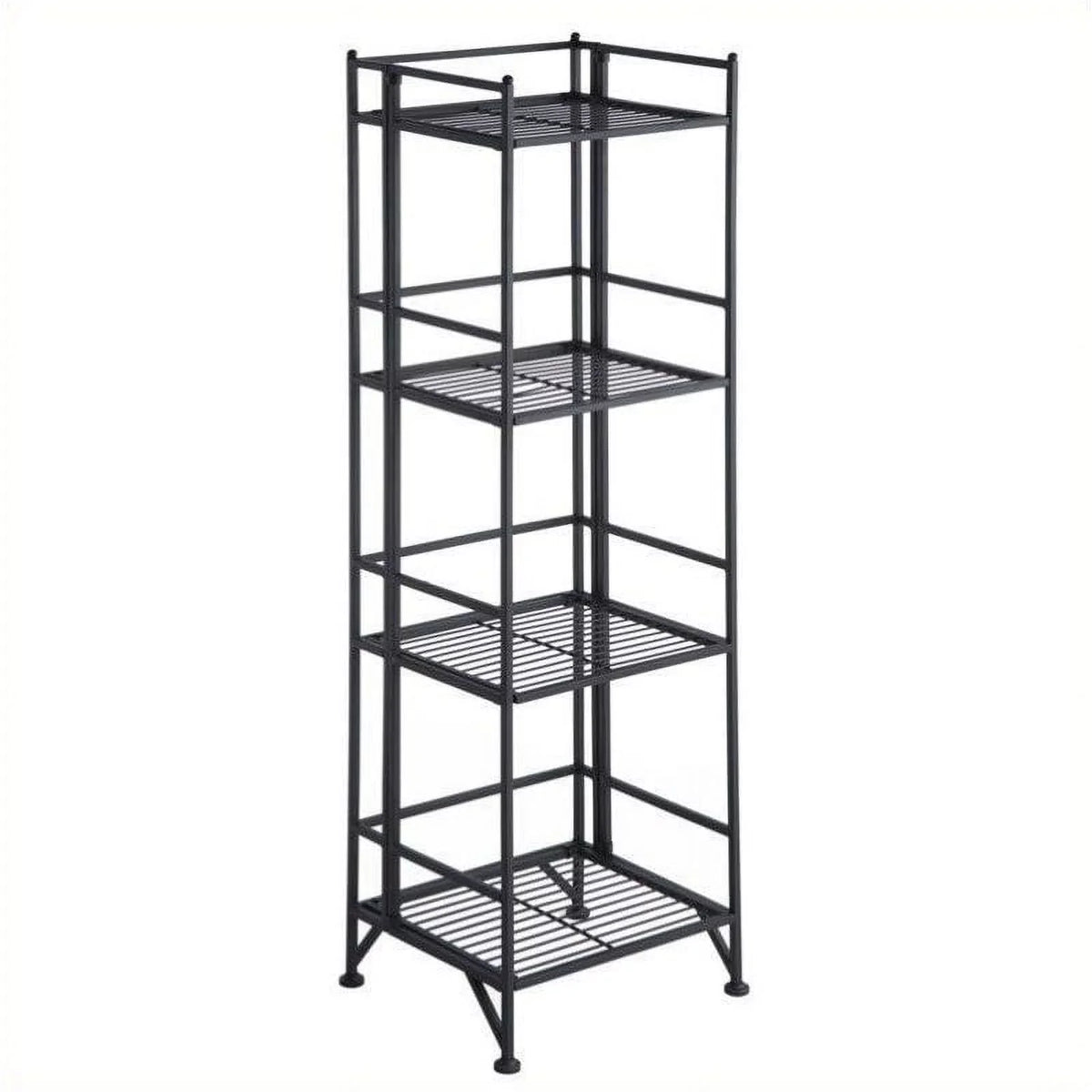 Unit in Tier Row Shelf Black Folding 4 Metal Pemberly Transitional