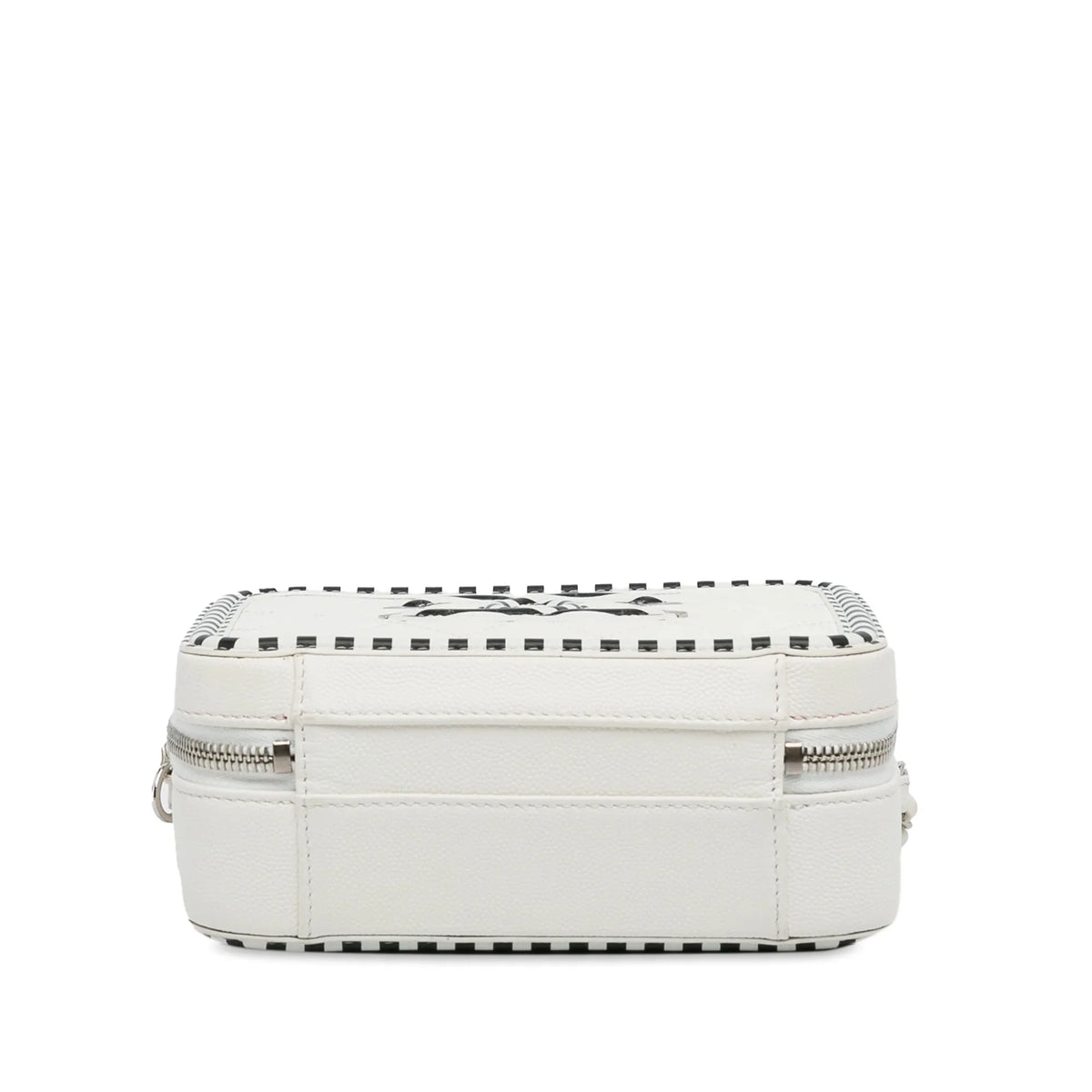 Filigree Leather (Like Pre-Owned Caviar Bag Authenticated CC White Unisex Small Chanel New) Vanity