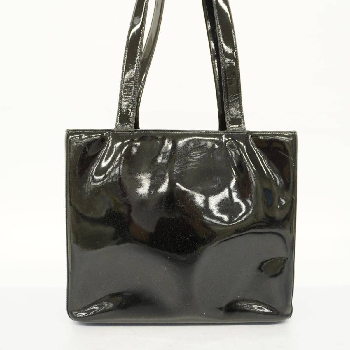 Champagne (Good) Patent Women's Pre-Owned Bag Chanel Black Tote Leather