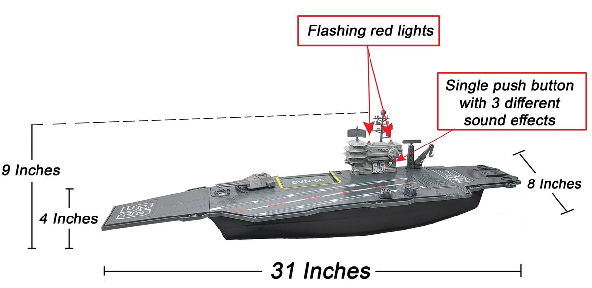and Military with Carrier Aircraft Sound 31 Inch Effects Vehicles Toy 6 Drones