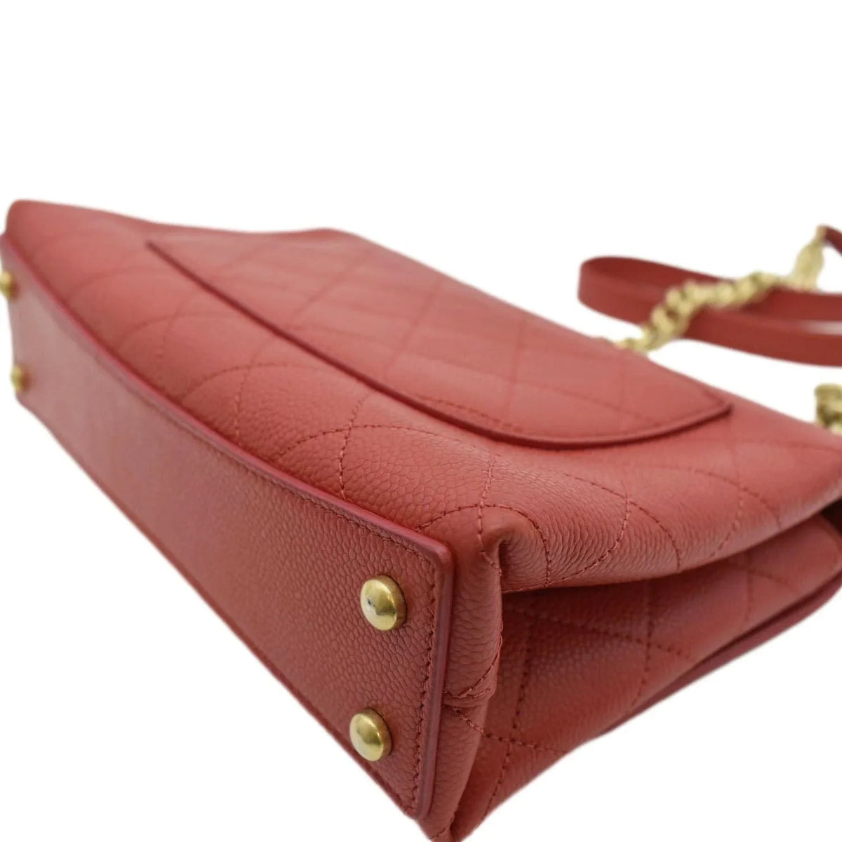 Bag CHANEL Caviar Crossbody Red Pre-Owned Chic Leather Small Stitched Quilted Flap Affinity