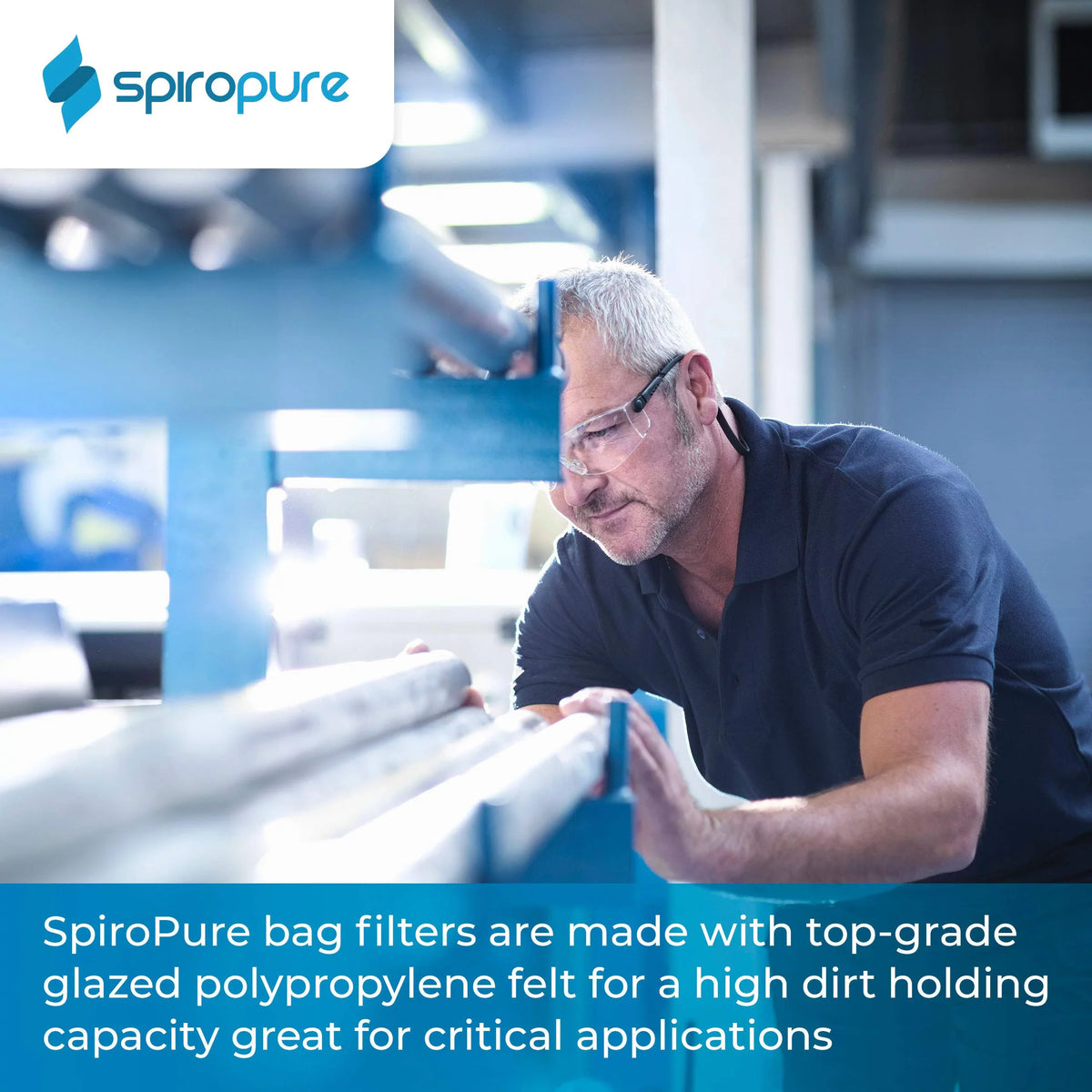 (10”) Polypropylene Glazed BP-410-100 Filter Liquid SP-BP-410-100 of (Case 100 Felt Bag 40) Micron SpiroPure 155393-03 #3