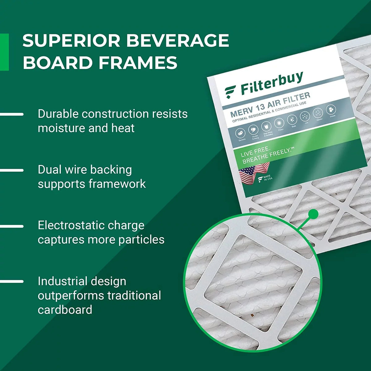 Air 13 Pleated Filterbuy Furnace 16x25x2 HVAC (6-Pack) AC MERV Filters