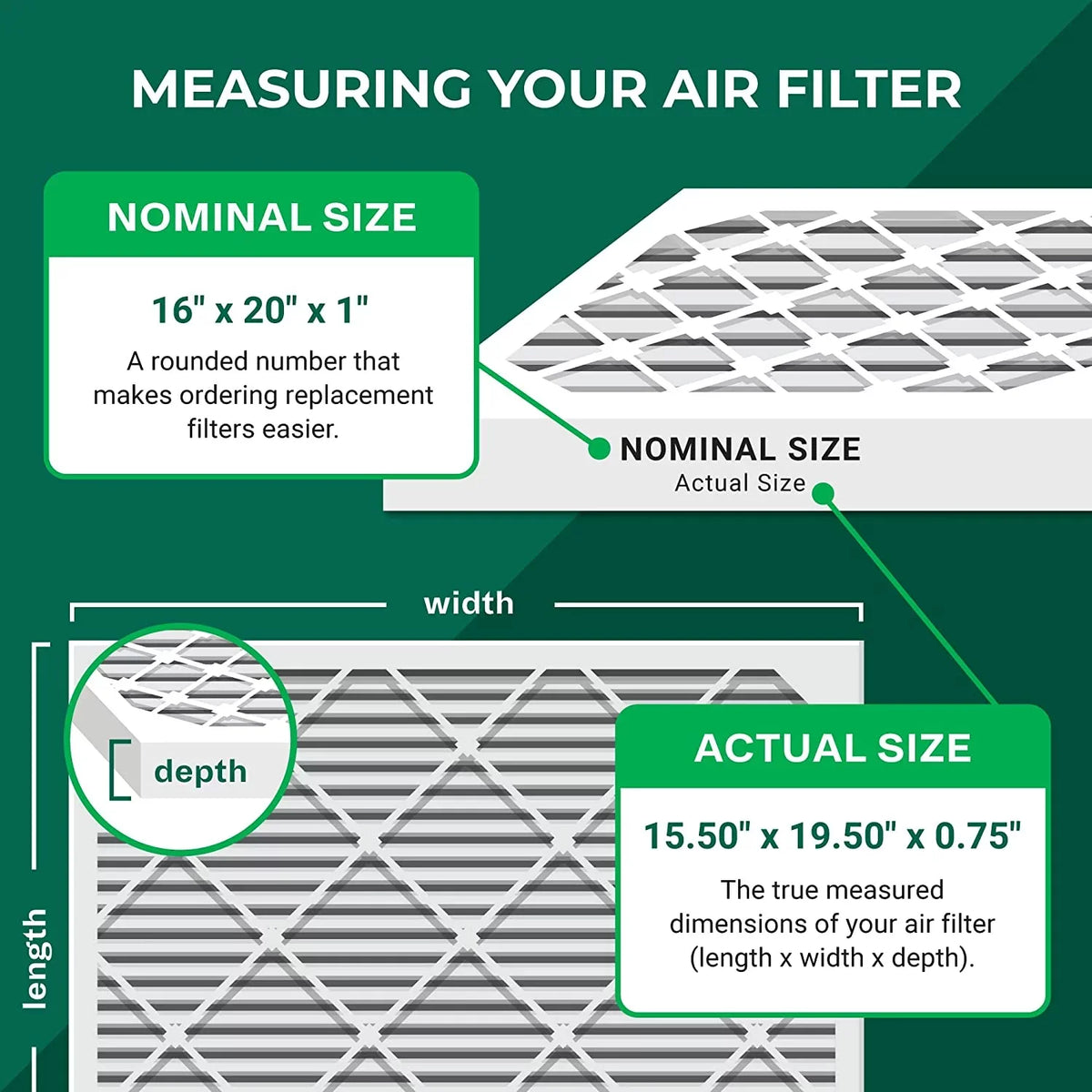 Filters MERV AC HVAC Furnace Filterbuy 16x20x1 Pleated (4-Pack) 11 Air
