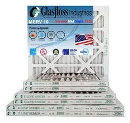 (Actual MERV Filter - Glasfloss - -Qty:6 Made 10 Furnace - Size: in x inch) Air 16x20x1 19.5x7/8 USA 15.5