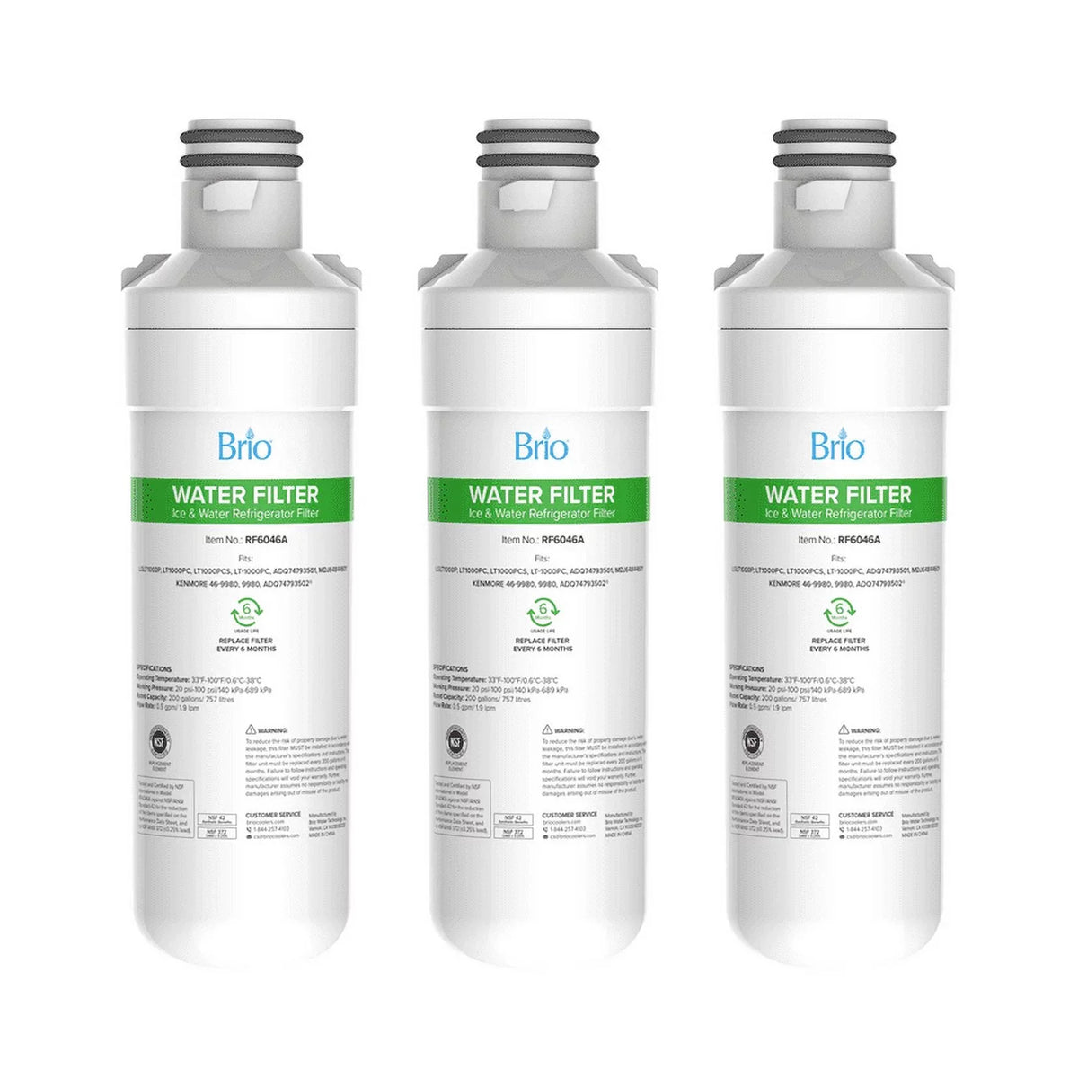 Compatible LT1000PCS, Brio Filter Pack Water With Replacement LGLT1000P, Refrigerator LT-1000PC 3 LT1000PC,