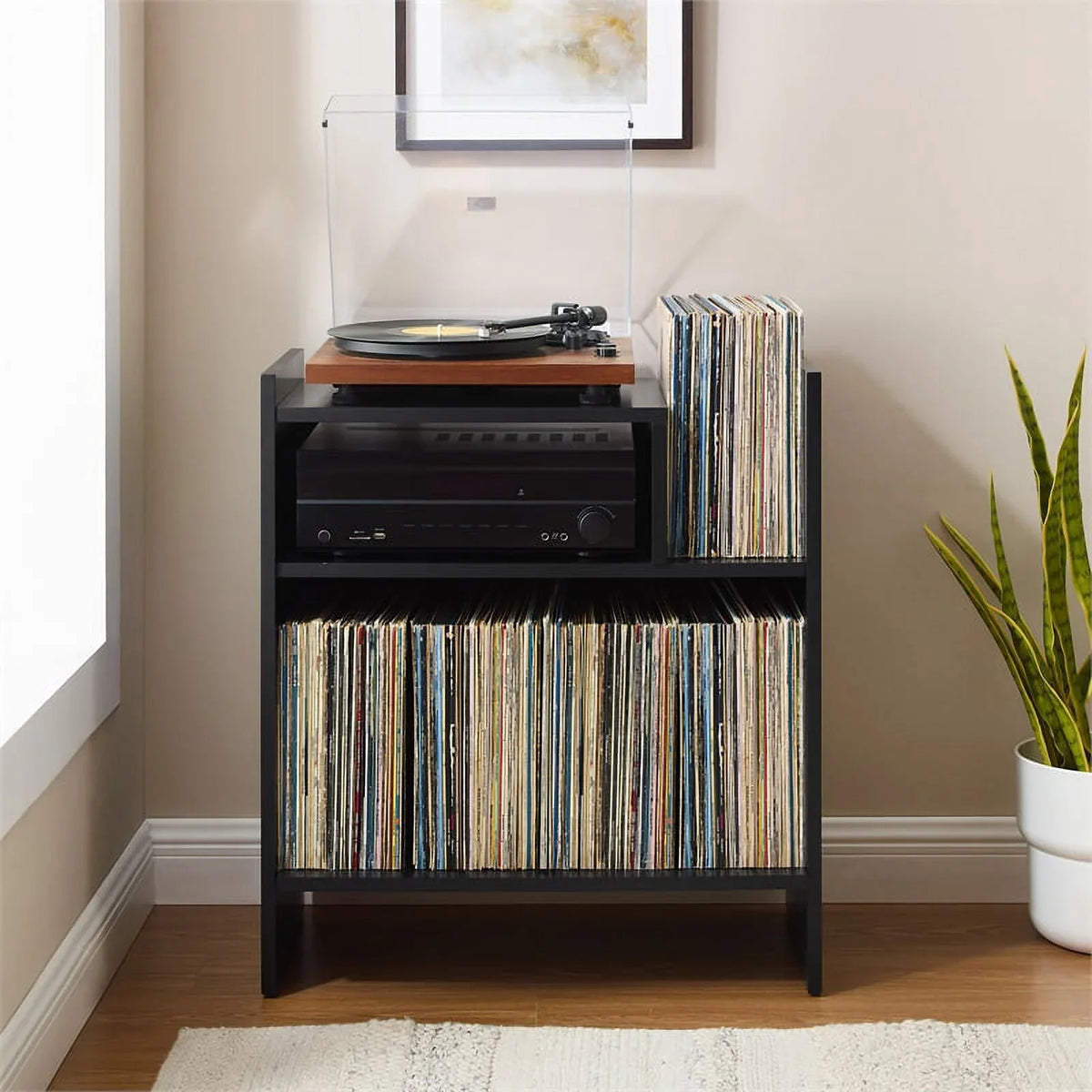 Tv Furniture Portland Console Record Stand Center, Entertainment Crosley and Media Vinyl Storage