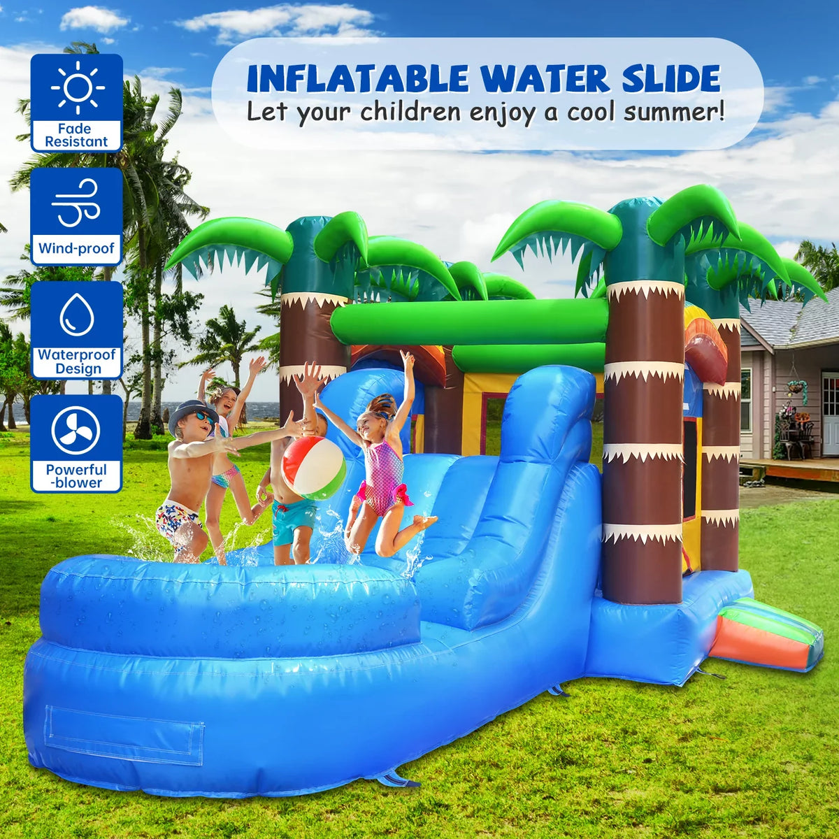 Inflatable Slide Air with Bounce 12 Inflatable GOOSH House and with x Commercial Bouncy for ft Water Bounce Fun, Fun Outdoor House Area Slide Blower, Backyard Water Water Slide House ft Bounce 22