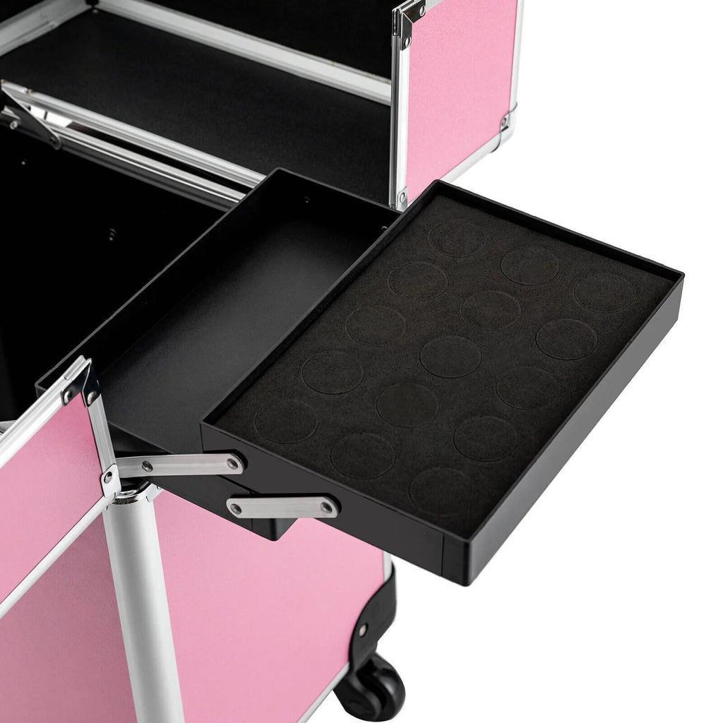 Cosmetic Makeup Case Barber Personal Miumaeov Organizer Dividers Beauty Care for Storage Professional Adjustable Rolling Trolley Case Large Case Train Travel Cosmetic Salon