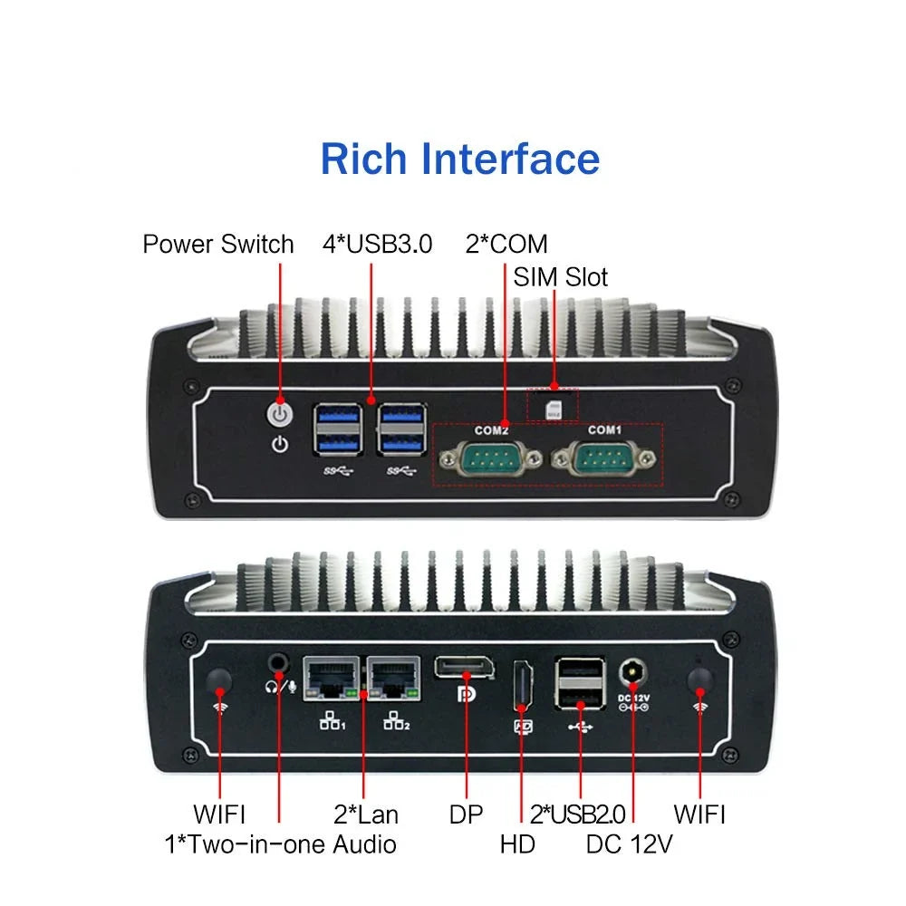 Industrial Ram 4*USB3.0, DP, Powerful Cores Nic, HDD, 8GB Computer, 1TB Windows Pro 10 Mini CPU, PC, 8250U 8th PARTAKER HD, 4 2 128GB Slot, Mini SSD Core Card SIM i5 4K Gen, COM, Dual Fanless