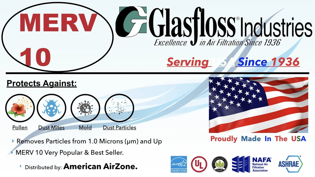 12) Air - or Glasfloss 2" Filter Office The MERV Furnace (Pack HVAC Air Made Filter Home or - - - AC 10 USA. Air - 10x25x2 In - of Filter Pleated