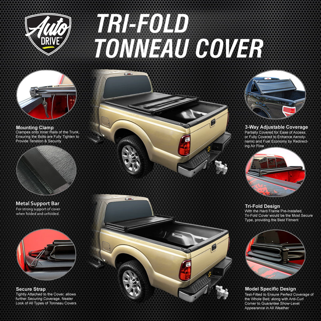 Auto Drive Bed Bed Soft 6.5Ft Fits Tonneau Tri Tundra Cover 22-23 Fold Truck Toyota