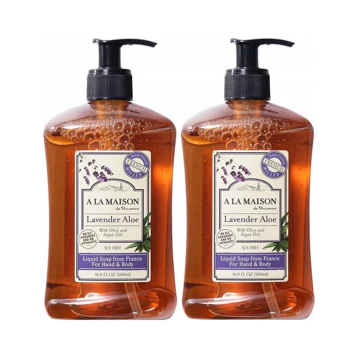 Triple Natural Liquid oz Soap 16.9 Soap Bottle) MAISON Milled French Moisturizing Pack, - Aloe (2 LA A Hand Lavender