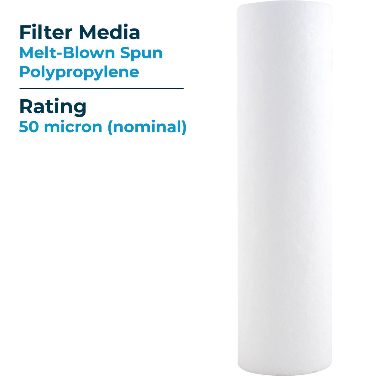 Cartridge Polypropylene Spun SpiroPure Sediment Filter 10x2.5 Melt-Blown 24) of SDC-25-1050 SP-P50 50 Water (Case Micron