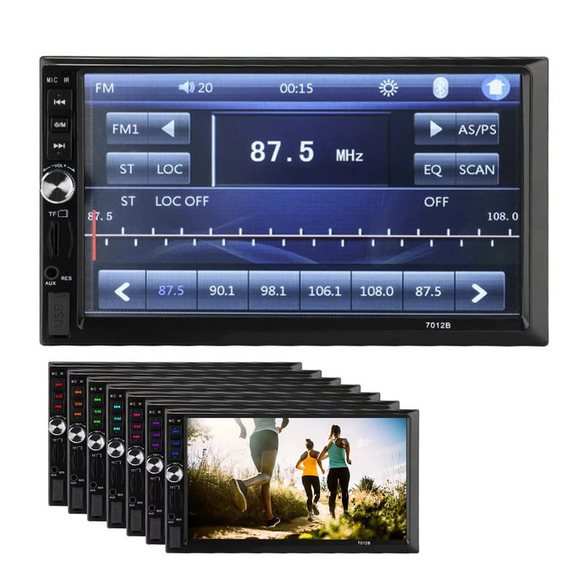 radio Din USB Audio Player Multimedia Car Car Polarlander Car backup Touch Stereo with SD Double Bluetooth function AUX 7-inch link mirror 4LED MP5/4/3 Screen with camera HD FM