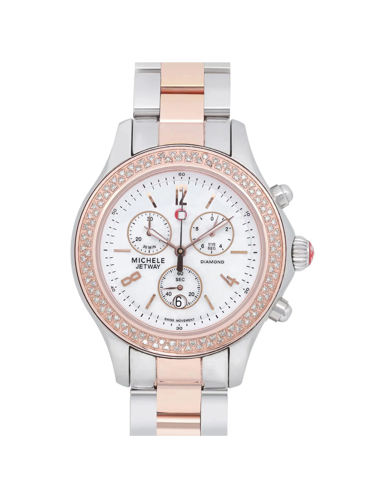 Watch 40mm Michele Steel Quartz Diamond MWW17A000017 0.50cttw Jetway Ladies