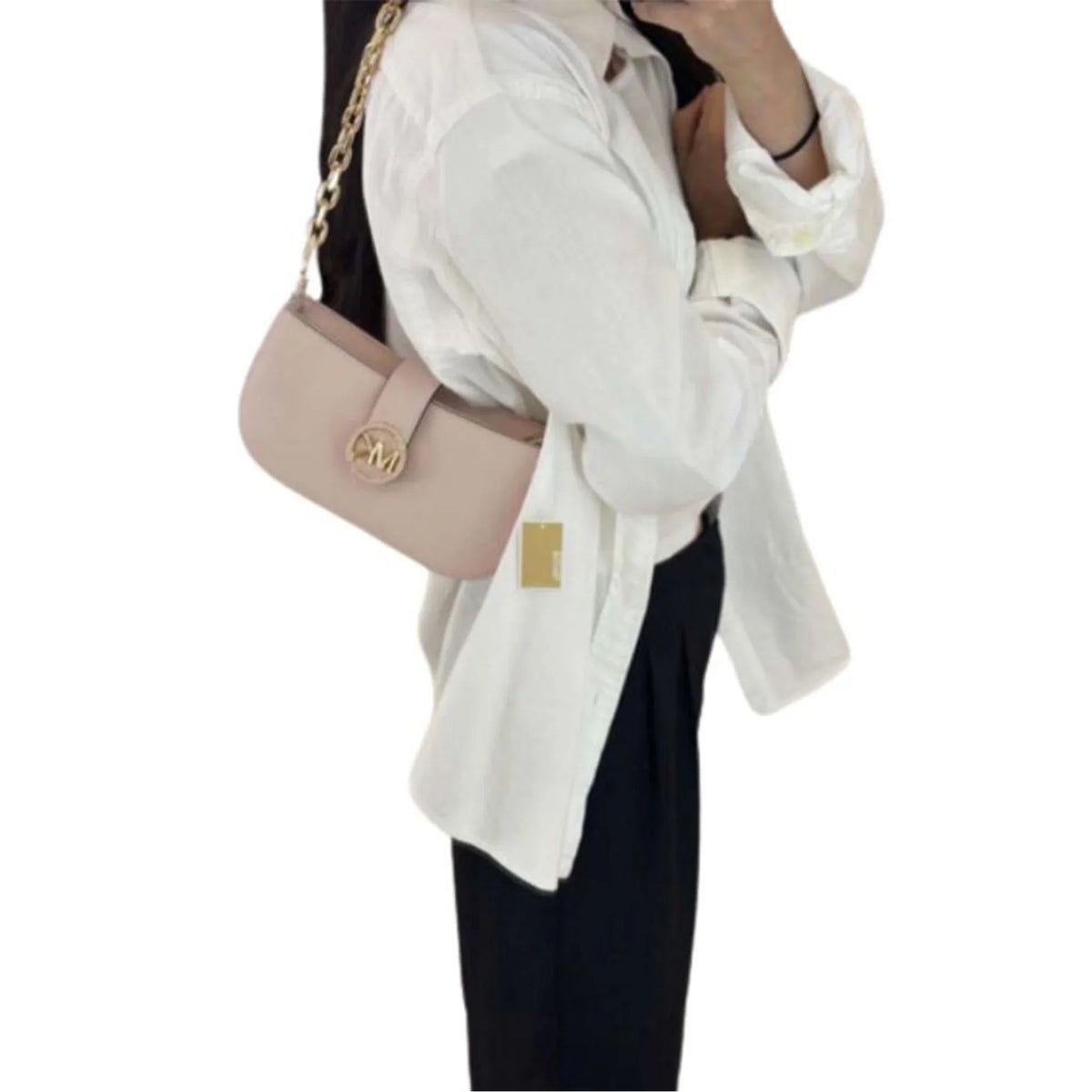 Kors Michael Carmen Blush) (Powder Womens Leather Bag 35F2GNMC0L-424 Shoulder XS Pouchette