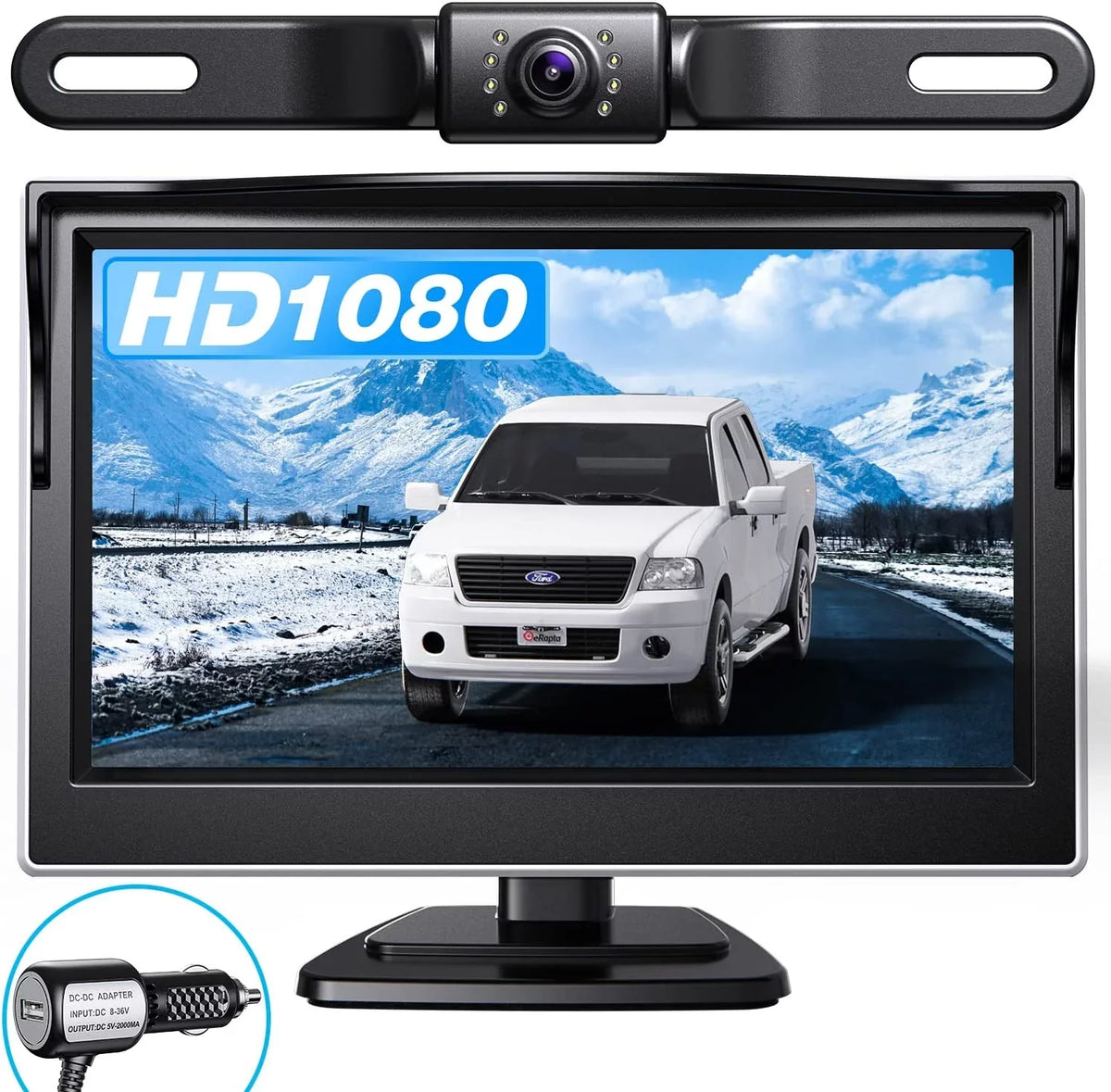 Minivan View Reverse Backup Rear with 5'' Car Camera Car Vision A5i Monitor eRapta Night Trailer Waterproof Backup Truck for IP69 Camera Plate License