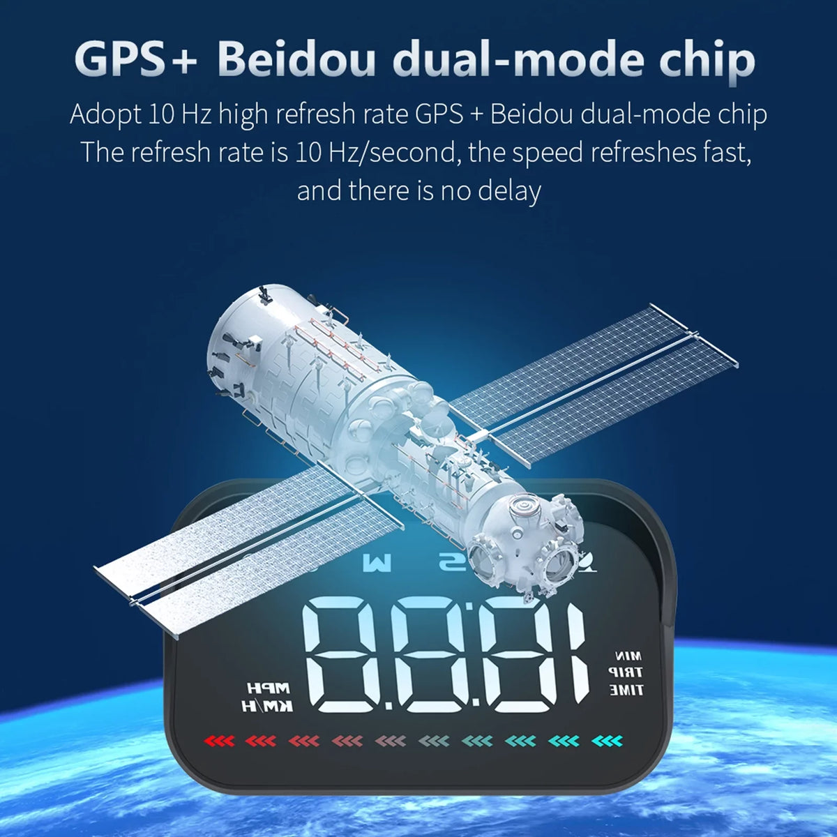 Travel GPS Direction, Car Speed Alarm Ambient Distance, Time, Heads-Up Overspeed Display Speedometer, Digital & Light, Nebublu