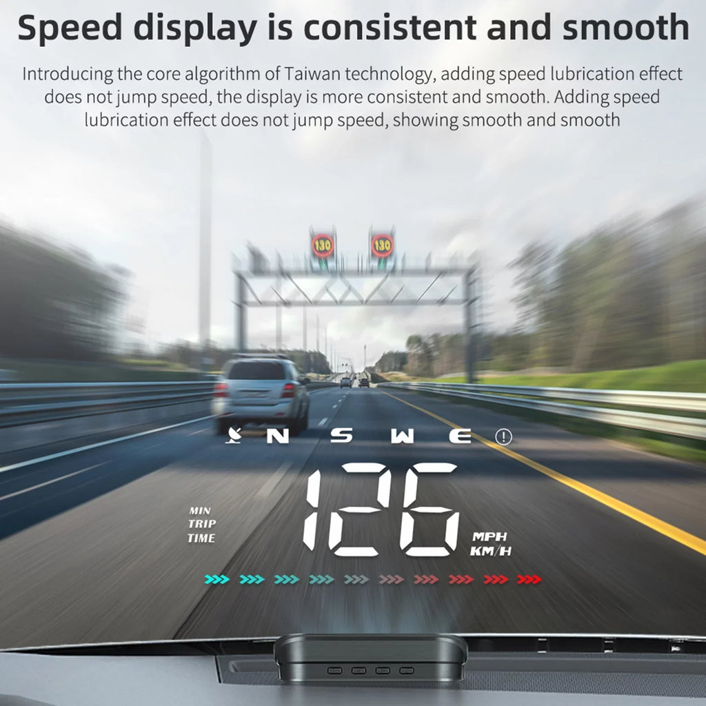 Travel GPS Direction, Car Speed Alarm Ambient Distance, Time, Heads-Up Overspeed Display Speedometer, Digital & Light, Nebublu