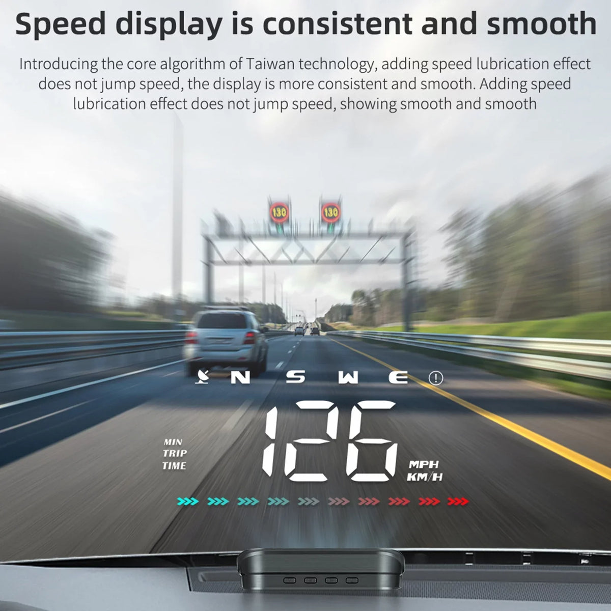 Travel GPS Direction, Car Speed Alarm Ambient Distance, Time, Heads-Up Overspeed Display Speedometer, Digital & Light, Nebublu