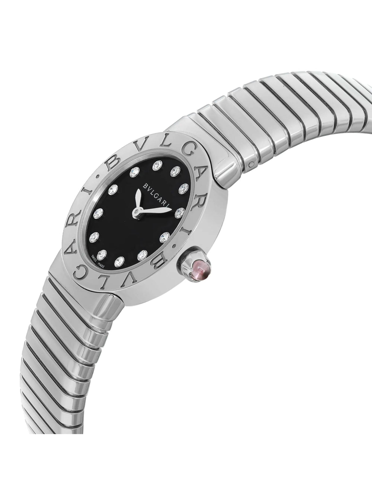 New Watch Bulgari Quartz Diamond Ladies Steel Black Dial Bvlgari 102145 26mm