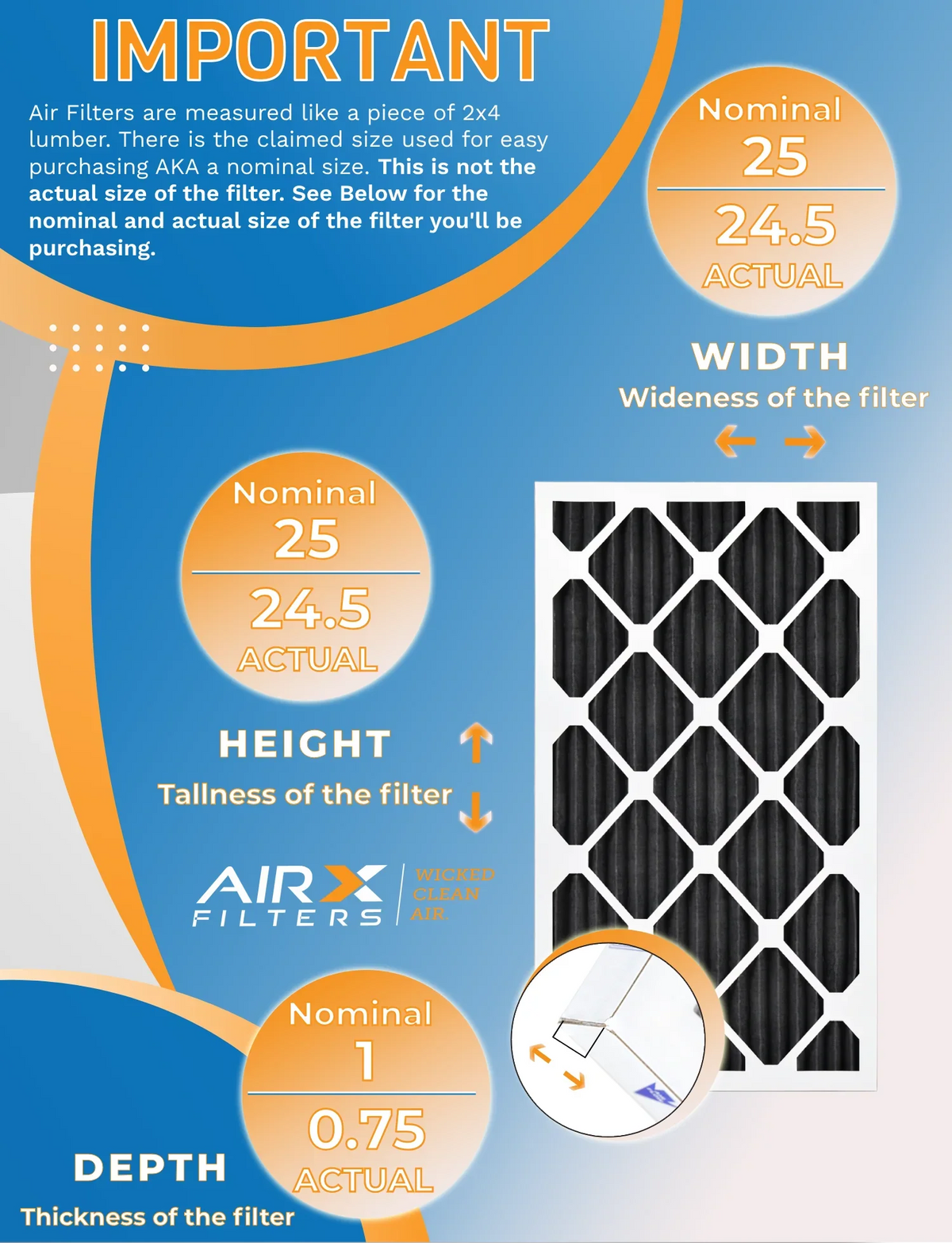 Filters MPR MERV WICKED 8 FILTERS 700, in Pack Furnace - Air AIRX USA 5, Filters by Comparable Odor 25x25x1 to Pet 12 of CLEAN Retention AIR. FPR Rating, Made Filter