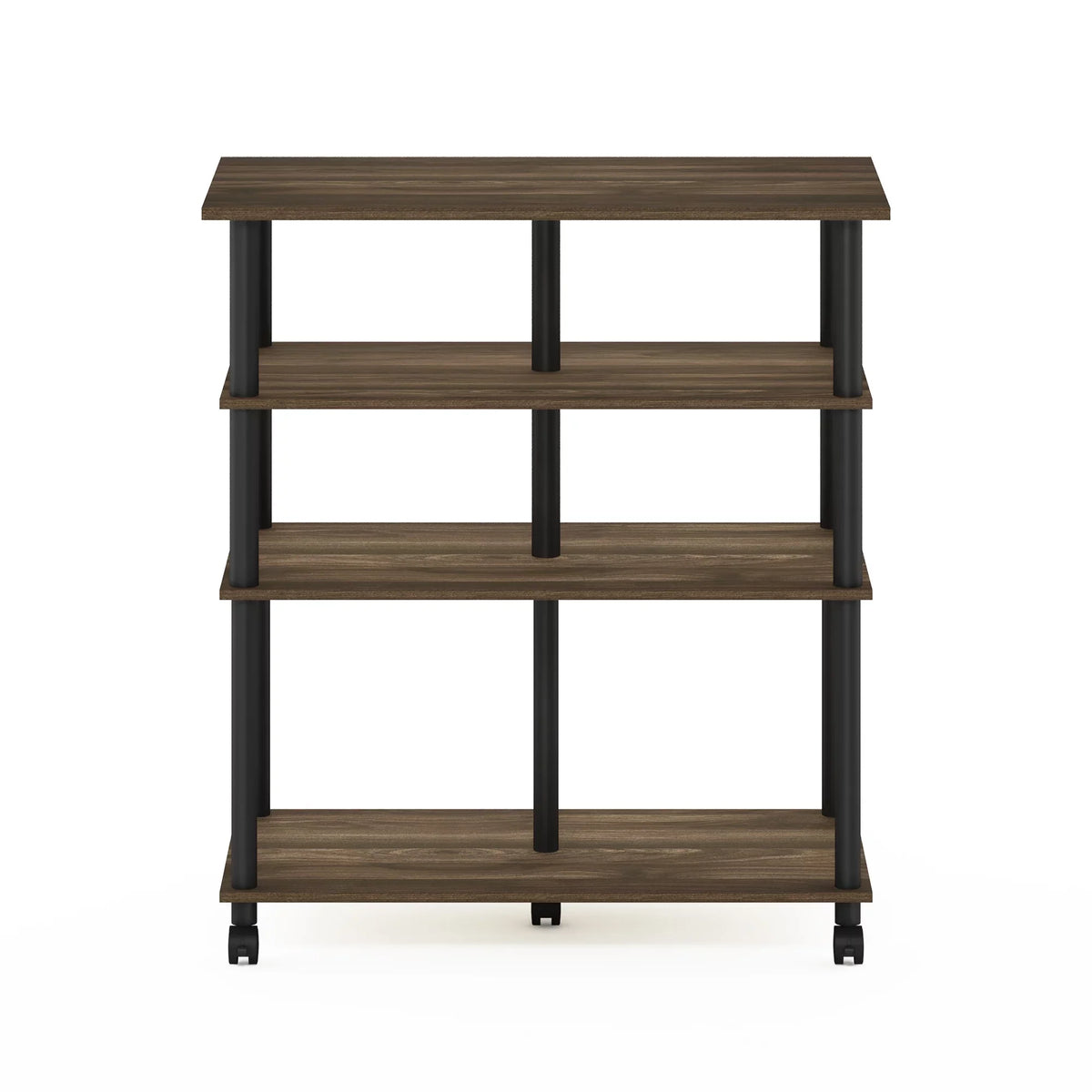 Rolling Island Walnut/Black Kitchen on Columbia wheels, Furinno Helena 4-Tier