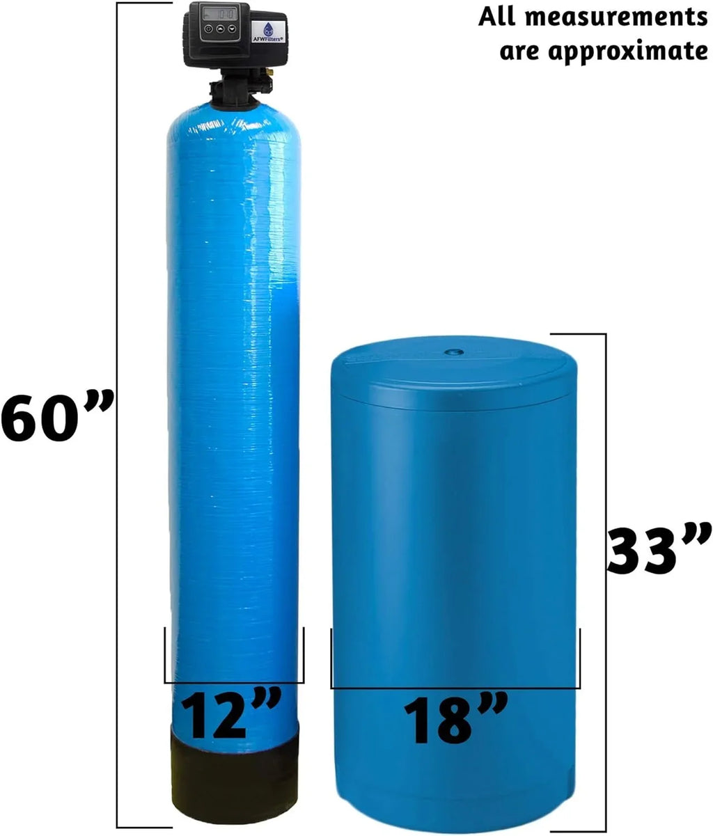 Fine FNPT Stainless Iron cubic Pro Steel Connection, Home Water Resin, 2 Softener Tanks 64k 3/4" AFWFilters Whole with Foot Mesh Blue and