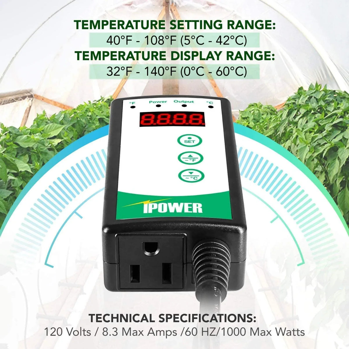 Pad, Controller Plant Fahrenheit Combo 40-108 Hydroponic Heat Thermostat Starting Warm Mat Kit Digital Seeding iPower Degrees and