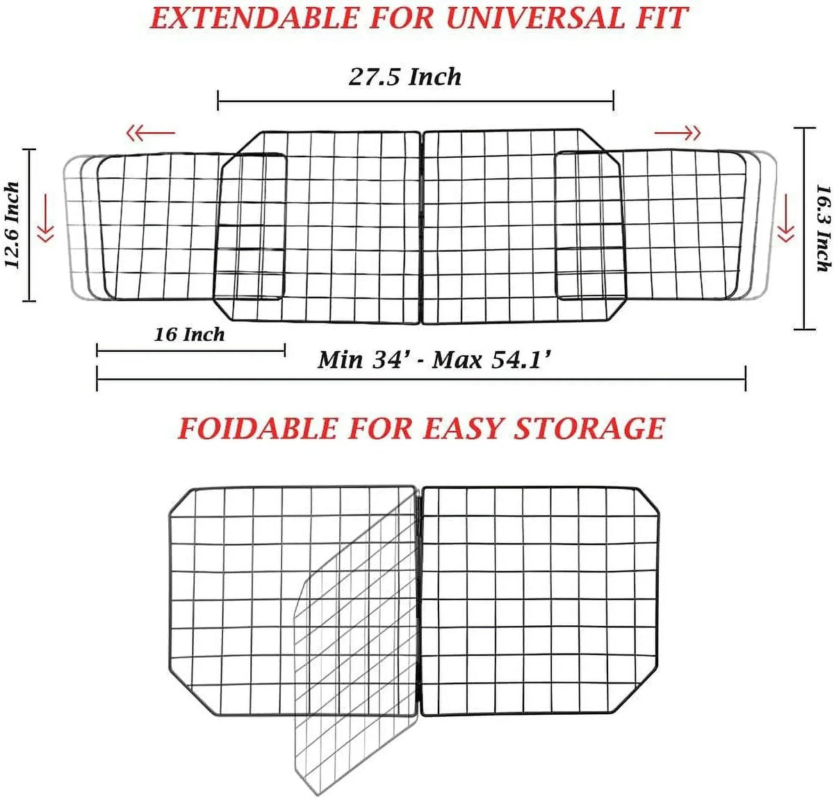 in Adjustable Duty for Cars SUV, Fence Dog Black—Safety Wire Pet Mesh Travel Vehicles, Seat Car Dividers Cars with Barriers—Heavy Front Barrier