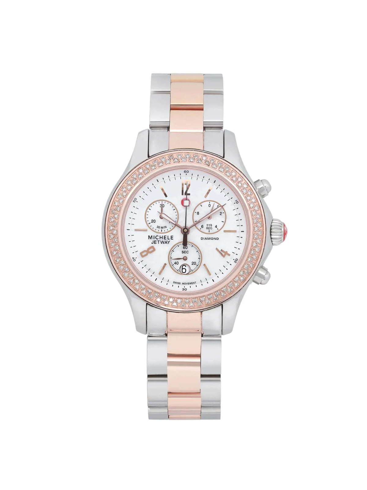 Watch 40mm Michele Steel Quartz Diamond MWW17A000017 0.50cttw Jetway Ladies