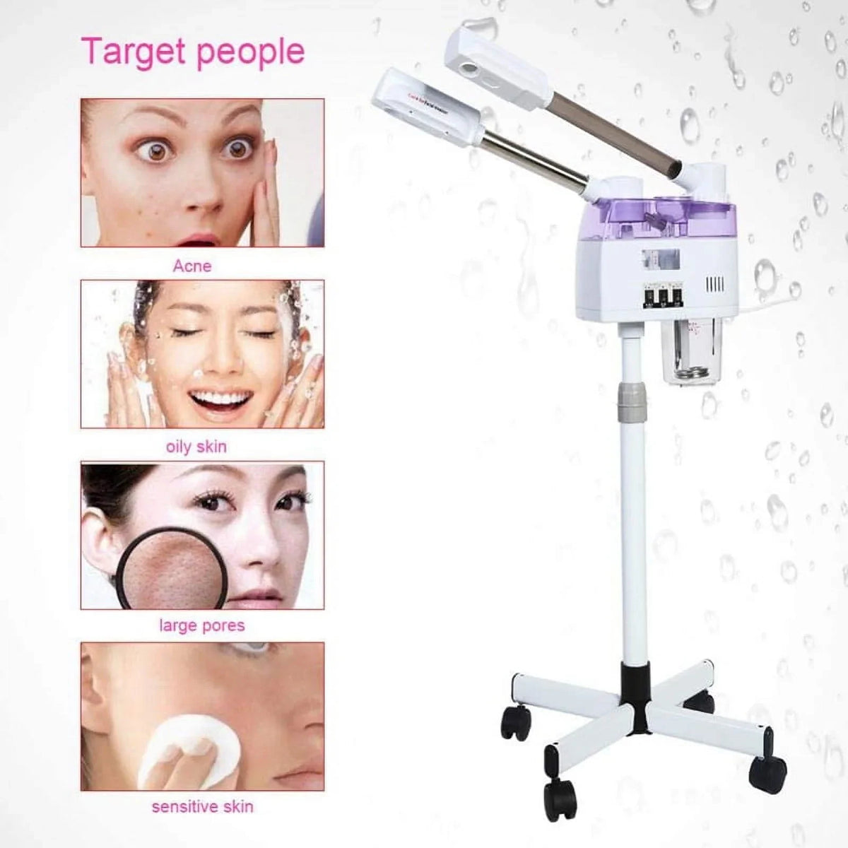 Care EU/US Machine 110/220V 2 Ozone Plug Device Beauty Ion Steaming Home Steamer Hot Spa Sparyer Facial Spray in 1 Skin Cold and