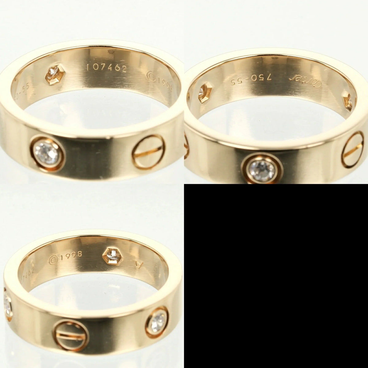 K18 diamond, (Good) half ring, 3P, size I132124019 8.67g, Cartier Pre-Owned 15 yellow approx. Love gold,