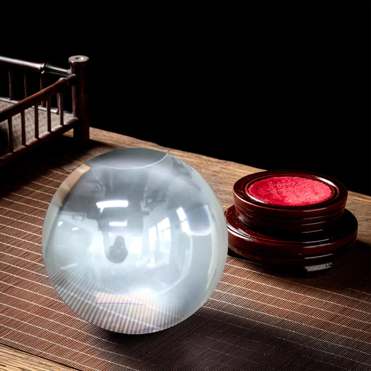 Clear Wood Ball, Gift Crystal for Marbles bimiti Magic Stand Witch Ball Glass with 5.9" Glass Large 150mm Sphere