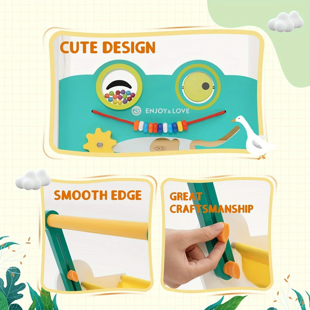 Sit-to-Stand Baby Kids Push Wooden Walker Multiple Shape Walker Baby Learning Entertainment Toy Xylophone Girls with Push Along Infants Activity Center for Toddler Boys Fishing Sorter Trolley