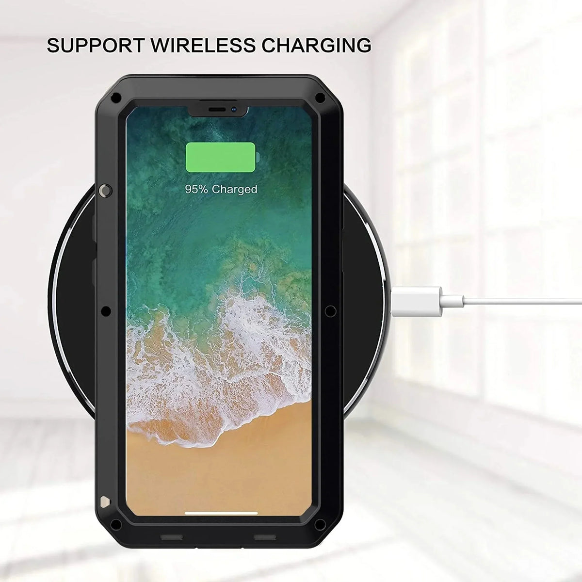 and 14 iPhone Glass Duty (Silver) Outdoor Gorilla Heavy Shockproof Aluminum Metal Rugged Scratch Protection, Resistant Military Case Travel Pro Grade