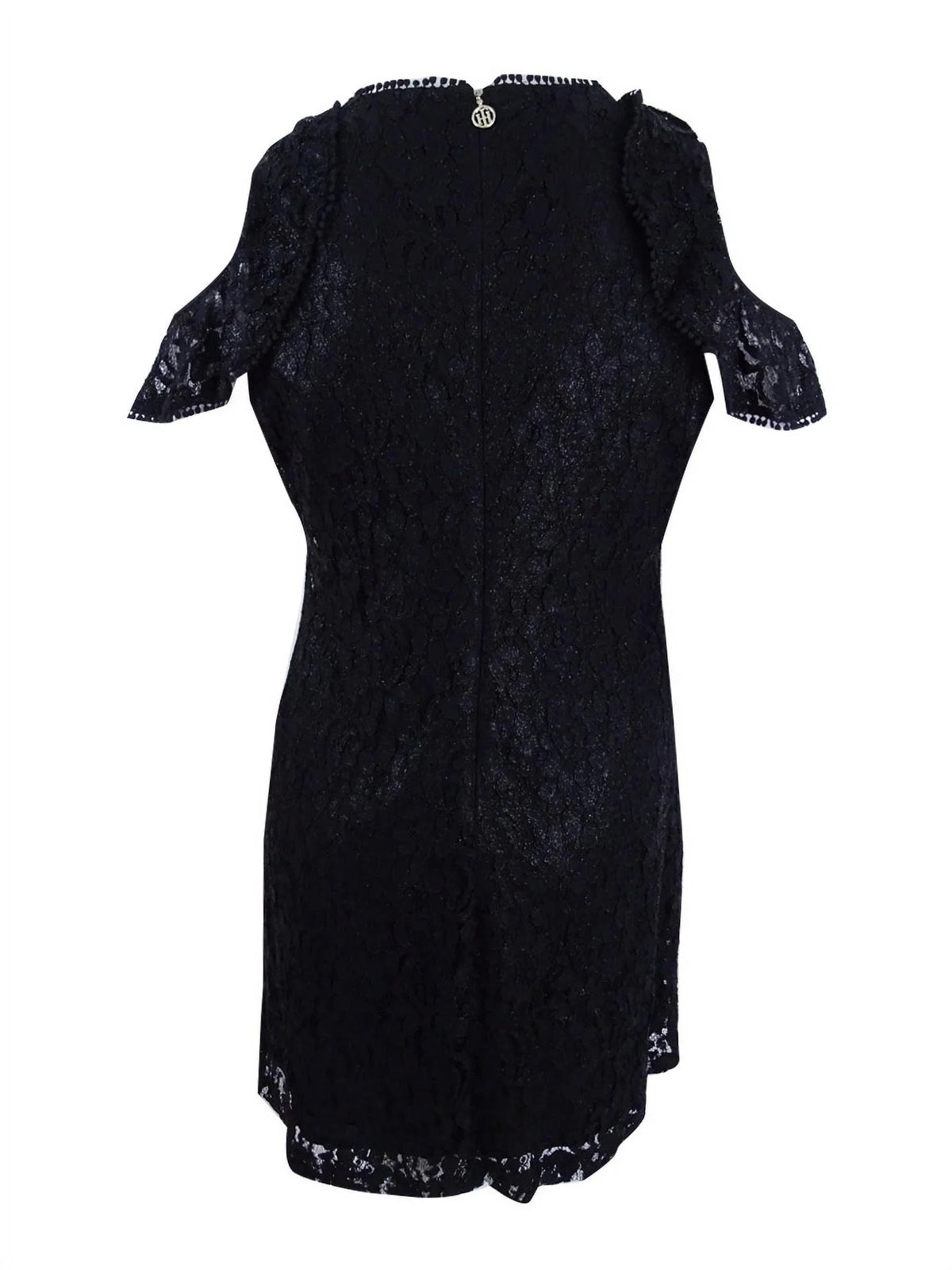 Sheath B+B 12 Womens $140 Cocktail HILFIGER Dress Cold Shoulder Black TOMMY 1055