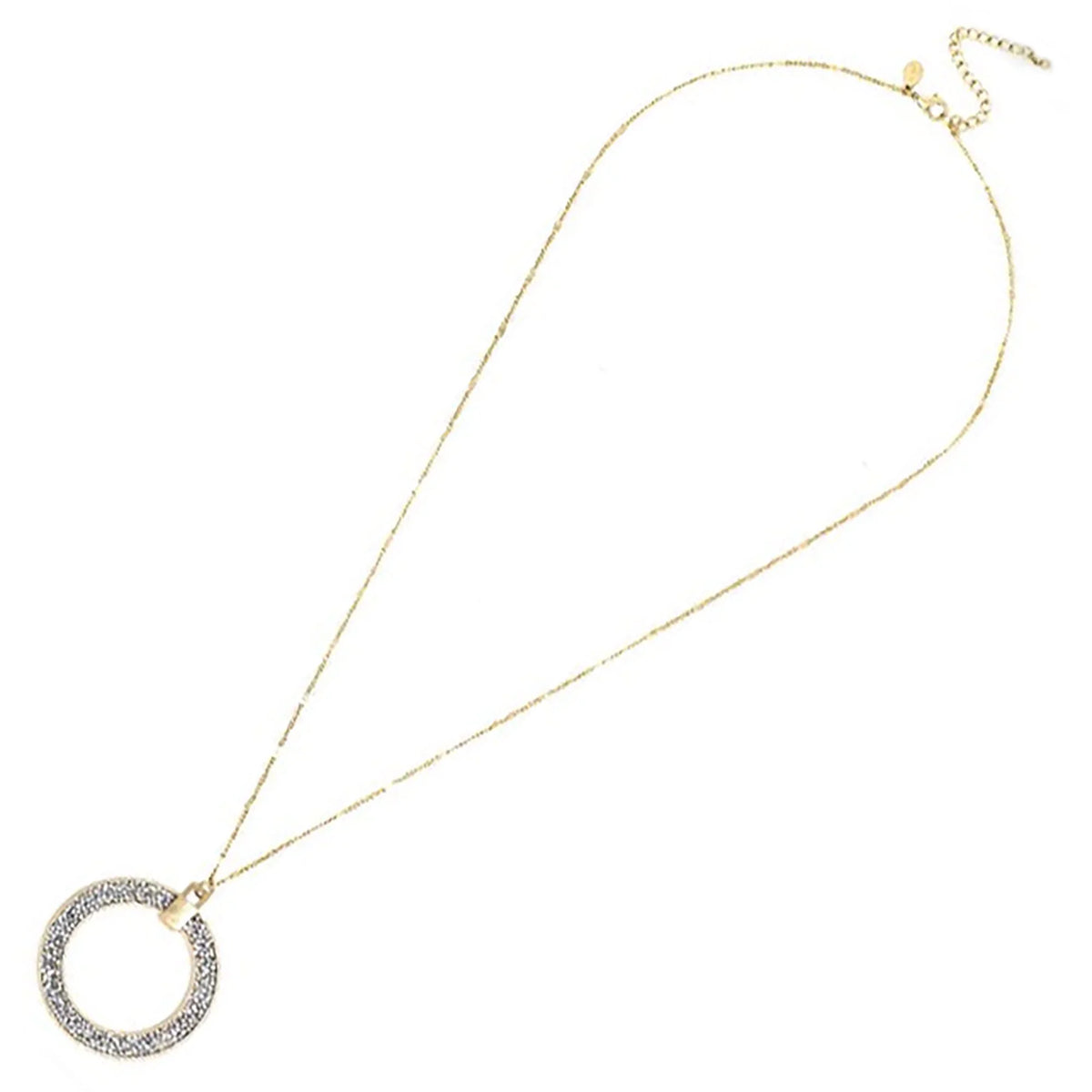 Glitter Women, Box Boutique Necklace Inc Silver Pendant for Long Teens Circle Blue Open