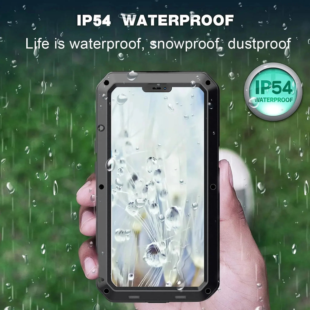 and 14 iPhone Glass Duty (Silver) Outdoor Gorilla Heavy Shockproof Aluminum Metal Rugged Scratch Protection, Resistant Military Case Travel Pro Grade
