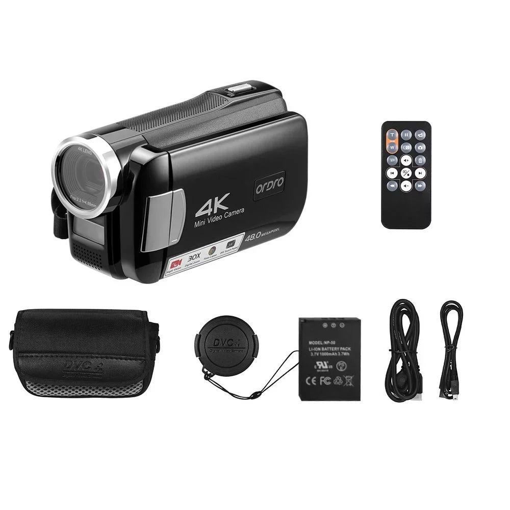 Inch IR Control IPS Video Touchscreen Dcenta 30X Battery 4K Zoom Carry with Digital AC2 Digital DV 3.0 Remote 48MP Bag Recorder