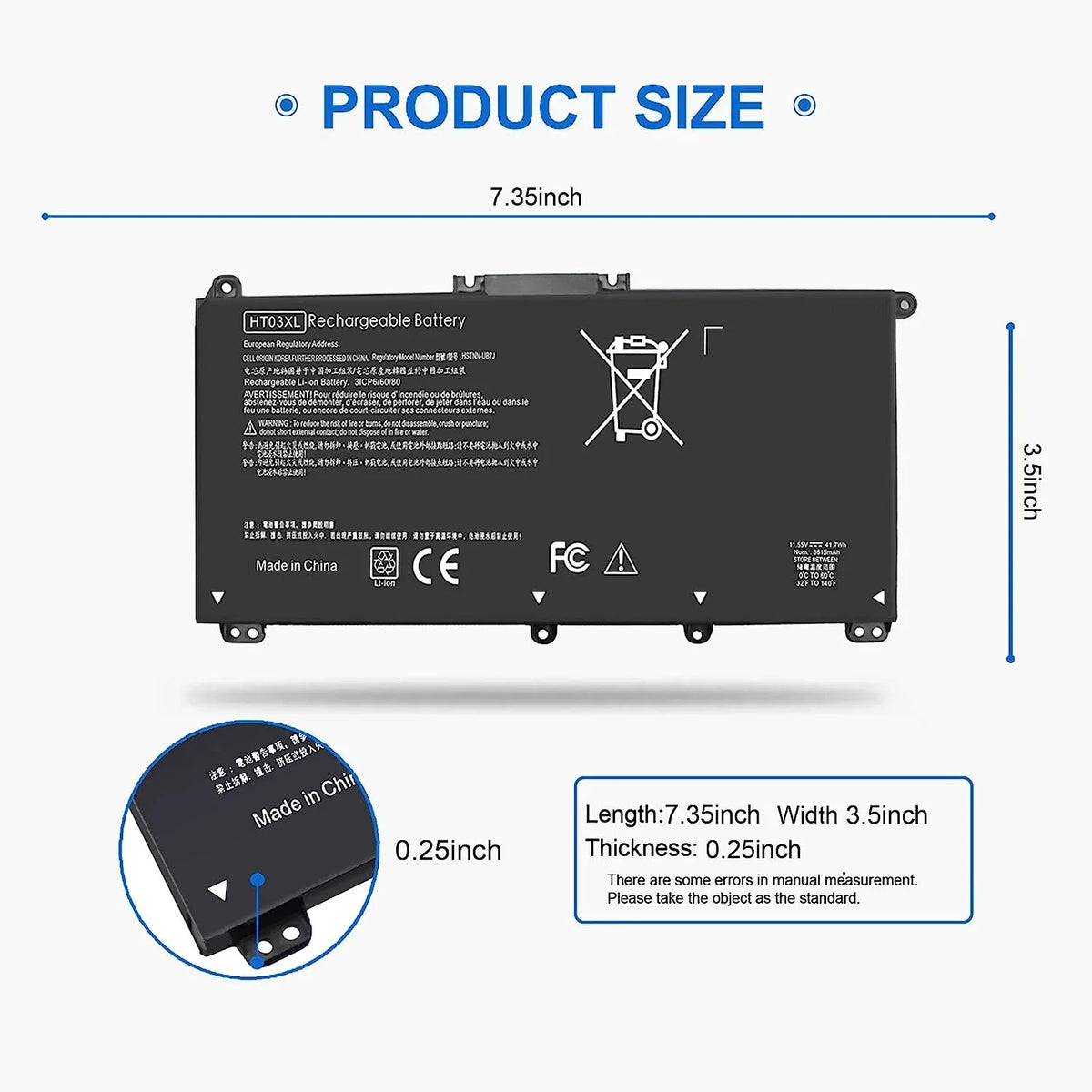 14-CK0001LA L11119-855 14-CE G7 HP Laptop y 14-DQ 14-CK 240 15-CS Pavilion for 41.7Wh 14-CK0061ST 245 HT03XL