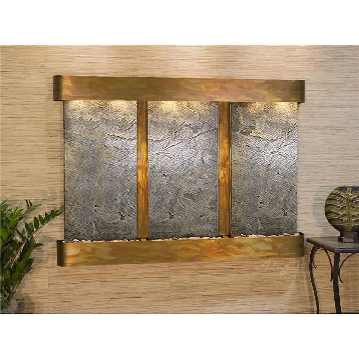 OFR1012 Round Falls Rustic Copper-Green Olympus Wall Adagio Fountain Featherstone -