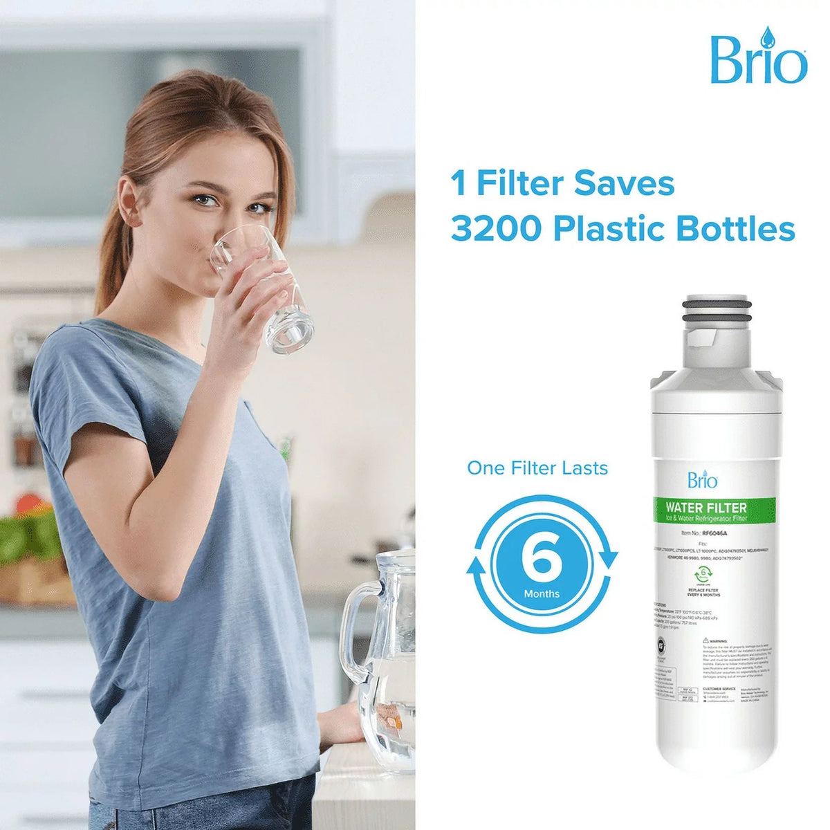 Compatible LT1000PCS, Brio Filter Pack Water With Replacement LGLT1000P, Refrigerator LT-1000PC 3 LT1000PC,