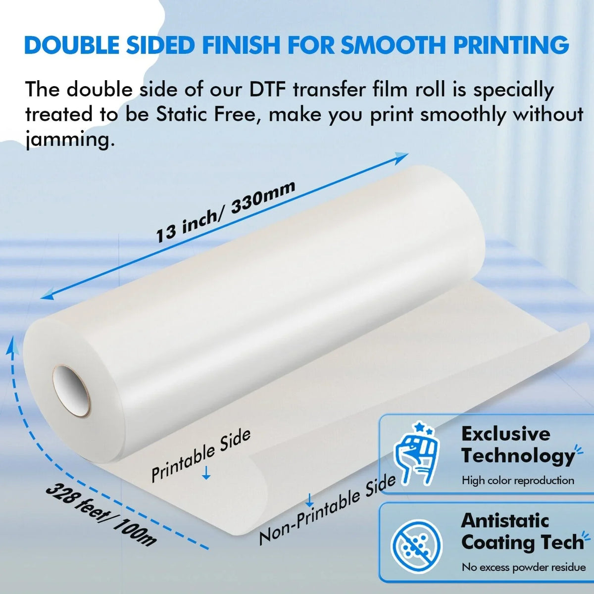 Roll DTF Roll Film Sublimation Paper A-SUB for Transfer, Film X in 13 FT Transfer Heat 328 13"x328' DTF DTF DTF