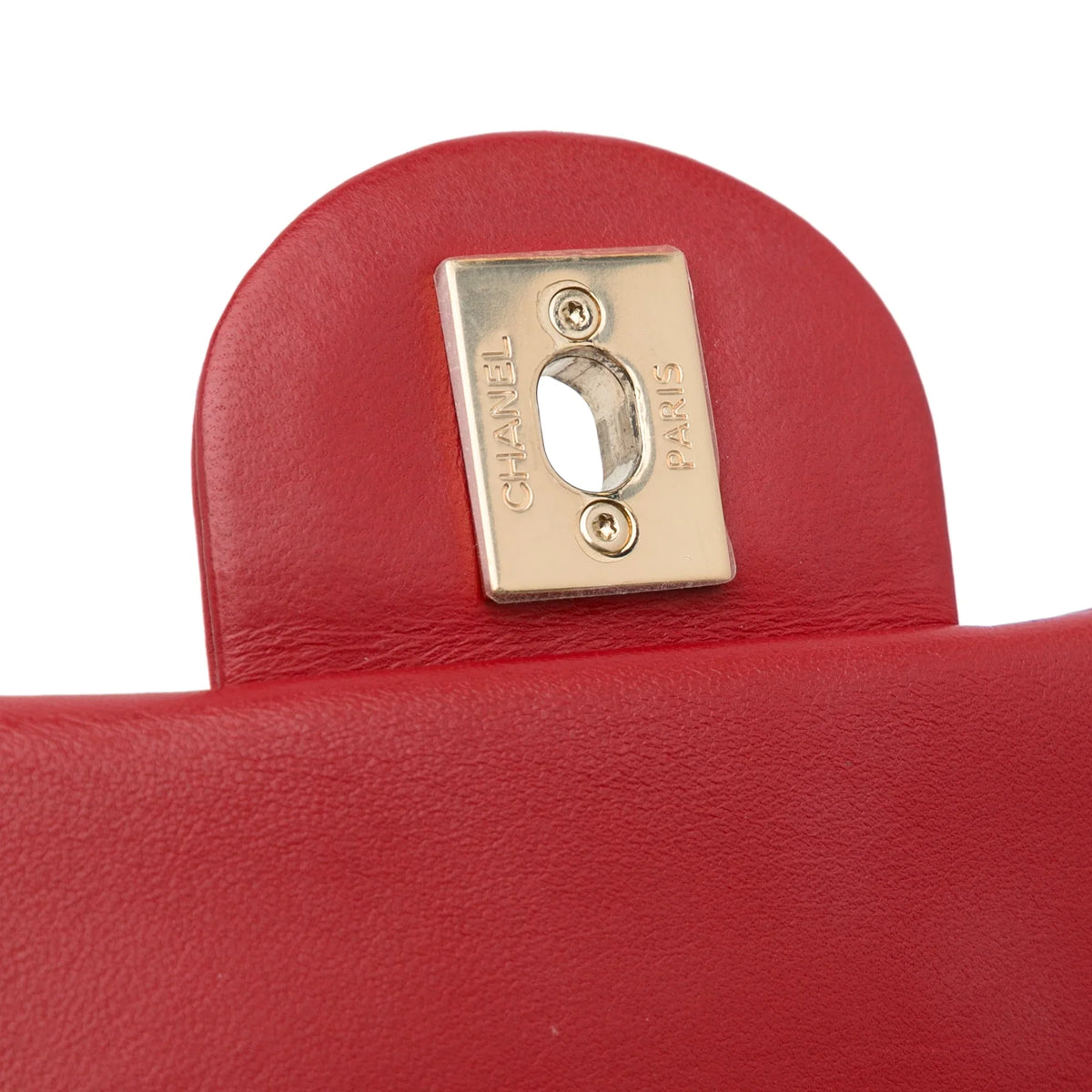 Bag Satchel Unisex Easy Pre-Owned Lambskin Carry (Good) Flap Authenticated Small Leather Chanel Red