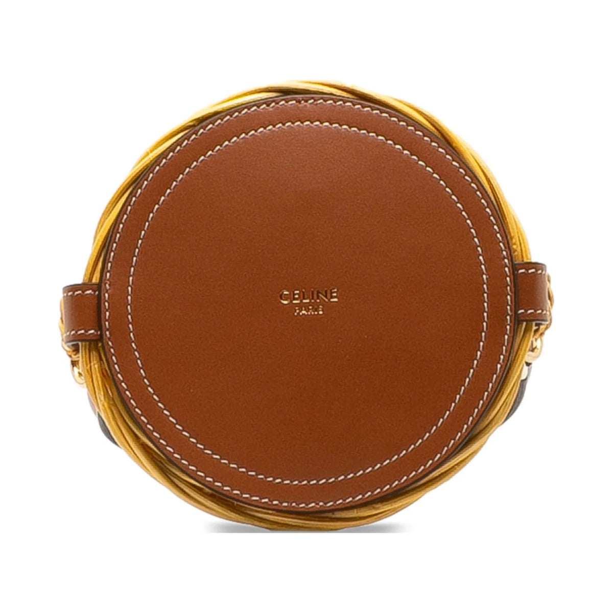 Unisex Wicker Bucket DrawstringBag Celine (Good) Brown Pre-Owned Authenticated Rattan Micro Natural Material Bag