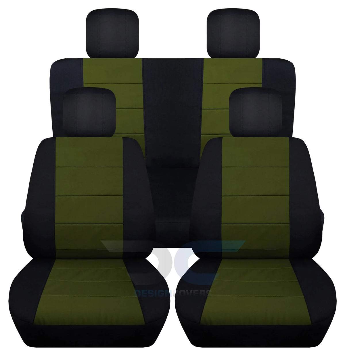 Green 2007-2010 Wrangler Bench Hunter Covers:Black Fits Seat Front JK 2-Door Jeep Cotton Rear and & T247-Designcovers Solid -