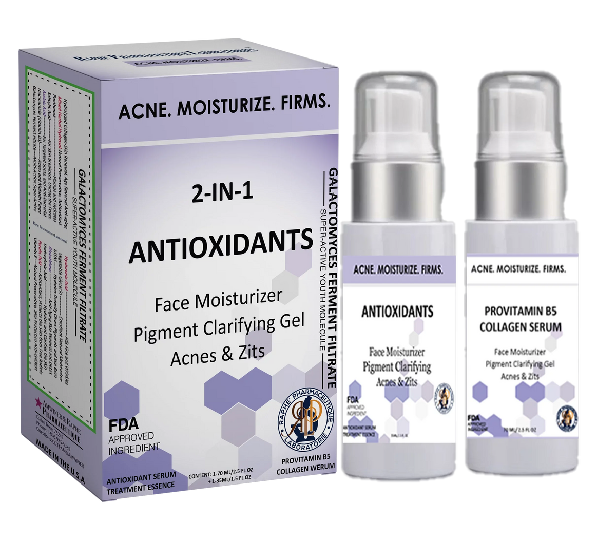 1 in Spots Pack Lift Acnes 2 of Serum Firm A 2 and Antioxidant Remover Moisturizer