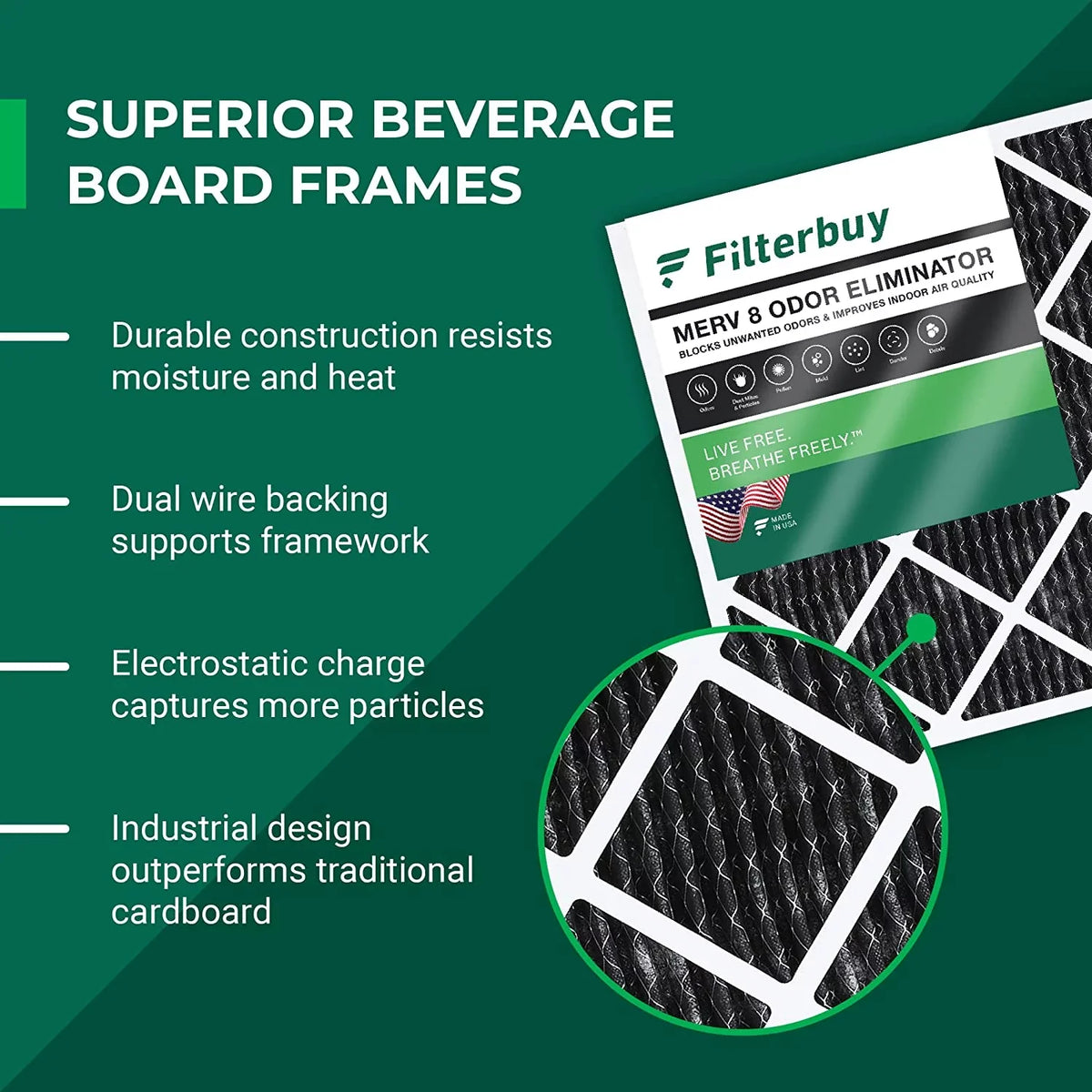 MERV with Furnace Odor Air AC HVAC Filterbuy Eliminator Activated Carbon Pleated 8 Filters (6-Pack) 18x18x1